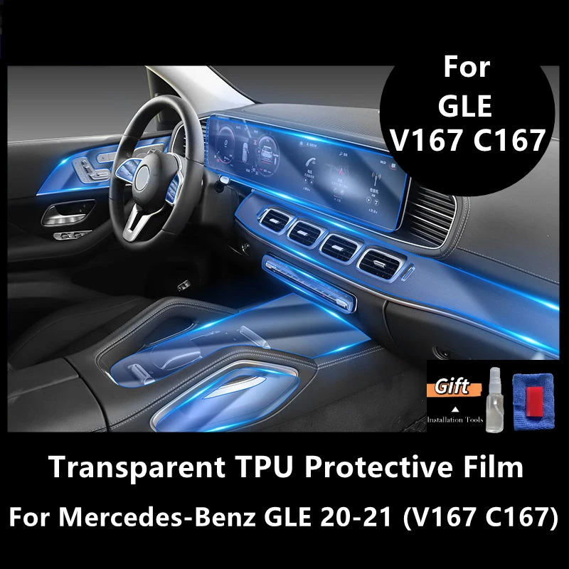

For Mercedes-Benz GLE/GLS 20-21 V167 C167 X167 Car Interior Center Console Transparent TPU Protective Film Anti-scratch