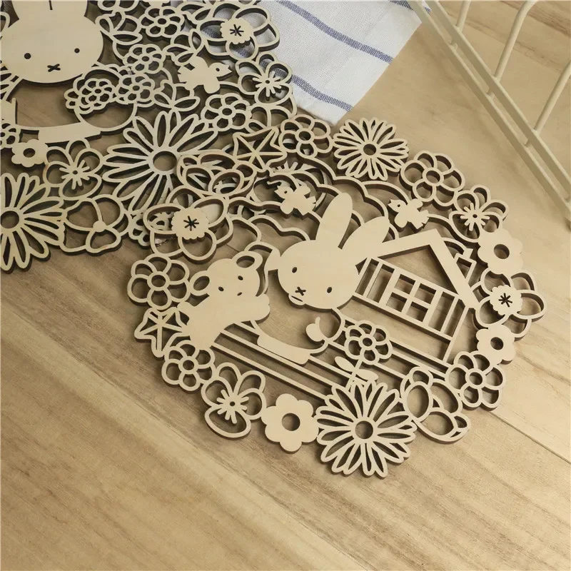 Kawaii MIffy деревянная подставка для горшка коврик термоизоляционный силуэт