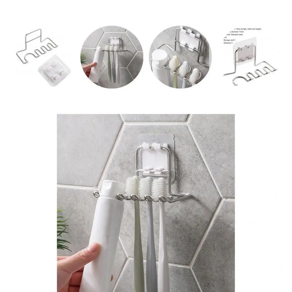 

Toothbrush Shelf Useful Wide Application Traceless for Toilet Toothbrush Organizer Toothbrush Holder