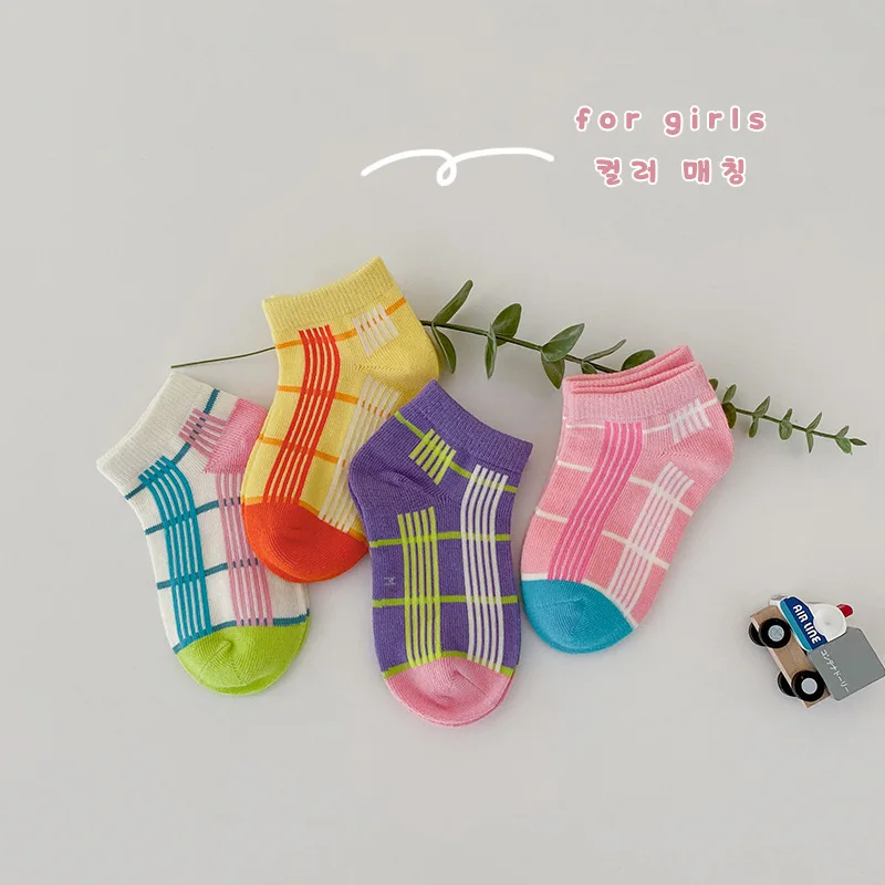 

4 Pairs/Lot 1-8 Years Children Socks Summer Breathable Thin Section Kids Short Boys Girls Outside Sport Boat