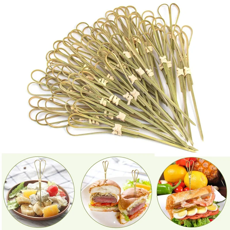 

100pcs Bamboo Cocktail 4.7 inch Wooden Toothpicks for Appetizer Drink Food Supplies Birthday Cake Party Snack Decoration