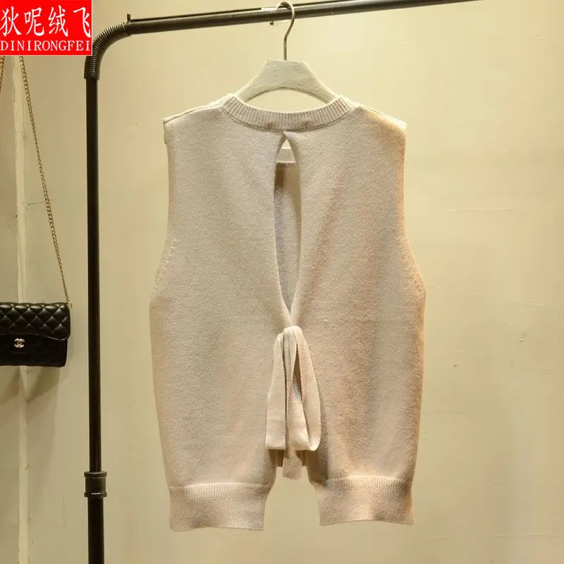Женская куртка жилет Женский вязаный свободный свитер из шерсти с разрезом