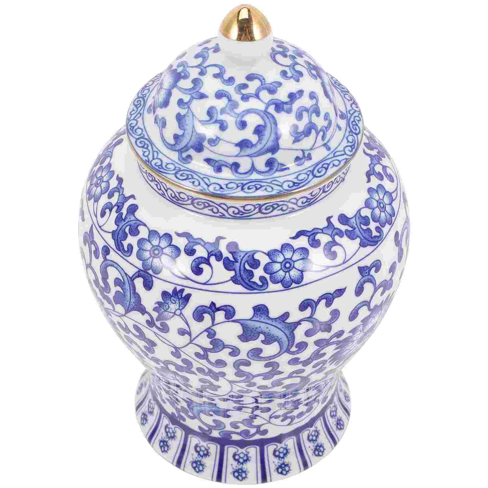 

Tea Jar Storage Canister Vase Ceramic Ginger Porcelain Bluewhite Chinoiserie Container Temple Can Flower Sugar Chinese