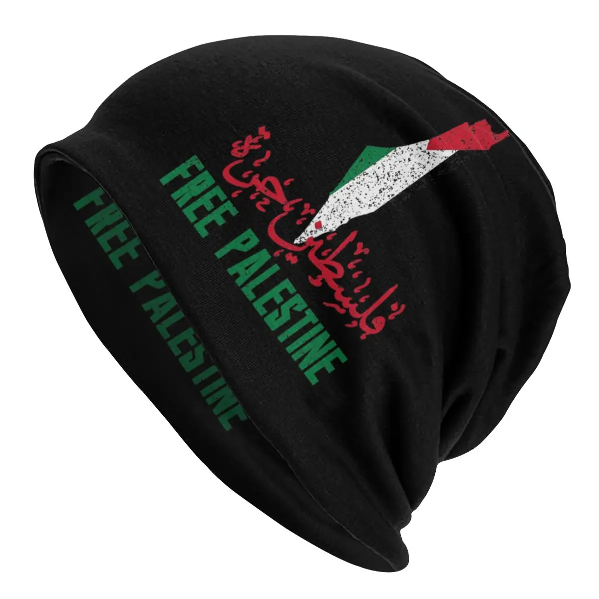 

Free Palestine In Arabic And English Calligraphy Bonnet Beanie Knit Hat Hip Hop Unisex Palestinian Flag Map Skullies Beanies Cap