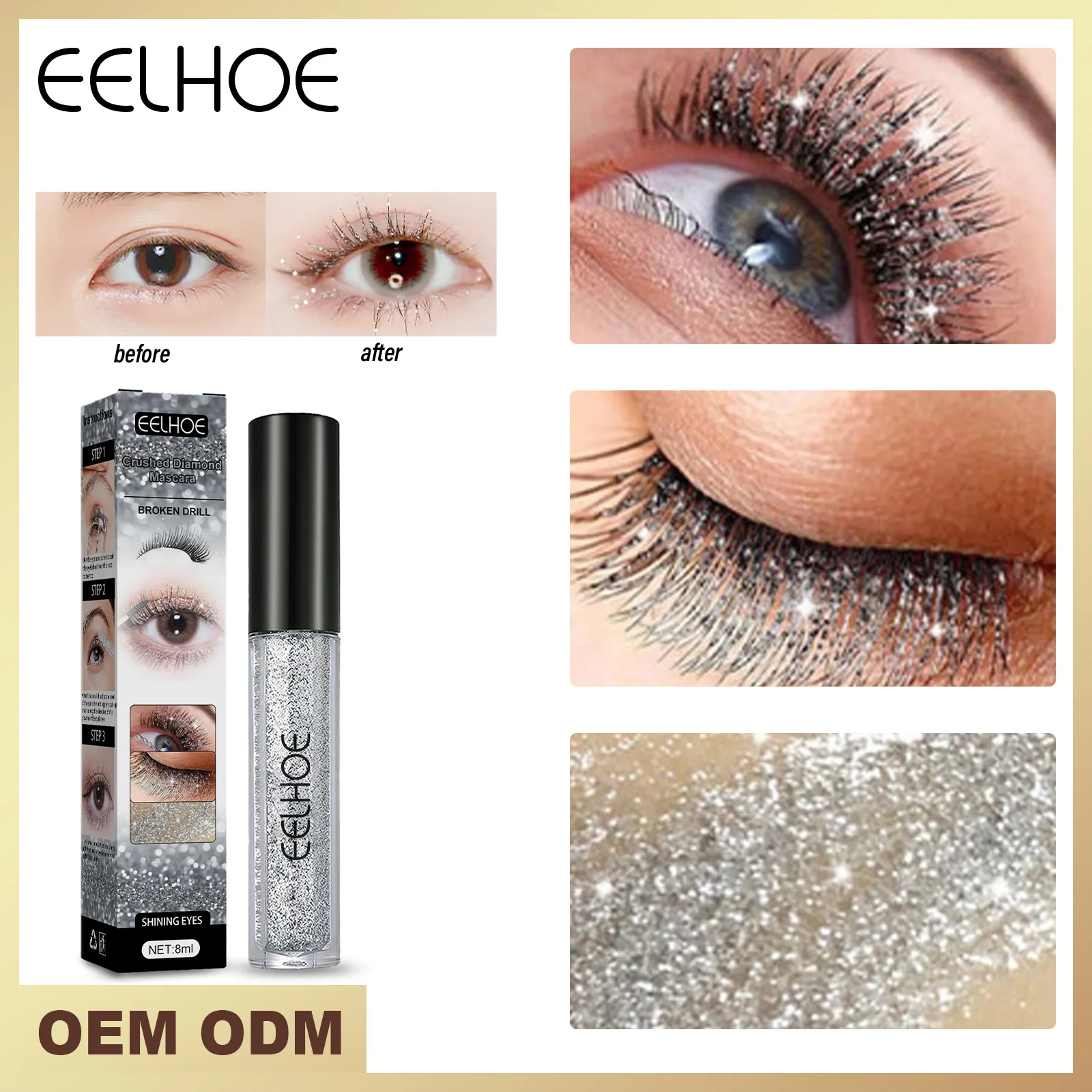 

New Flash shattered diamond mascara styling primer quick-drying film-forming flash tear-free eye mascara