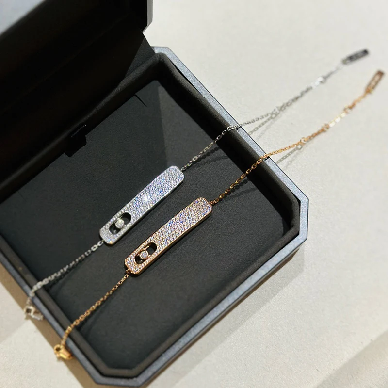 

2023 Hot Brand Top Quality Brand Pure 925 Sterling Silver Jewelry For Women Rose Gold Bracelet Move Diamond Wedding Jewelry