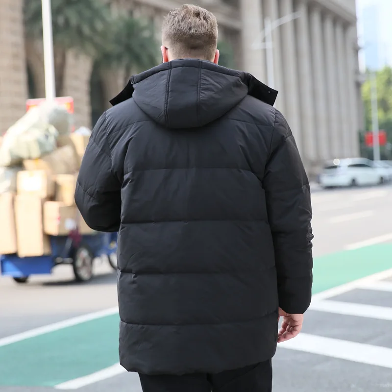 Down Jacket Men's Mid-length Middle-aged and Elderly People on The New Size Fashion Trend Increase Stand-up Collar