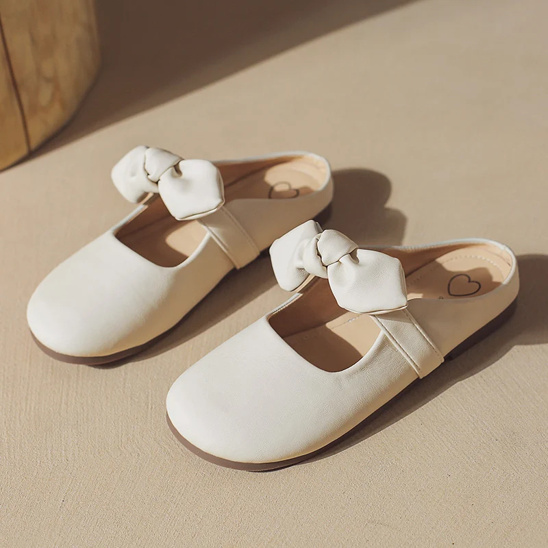 

Женские туфли с бантом-бабочкой и закрытым носком, повседневные шлепанцы, сланцы, роскошная обувь на плоской резиновой подошве с круглым ба...