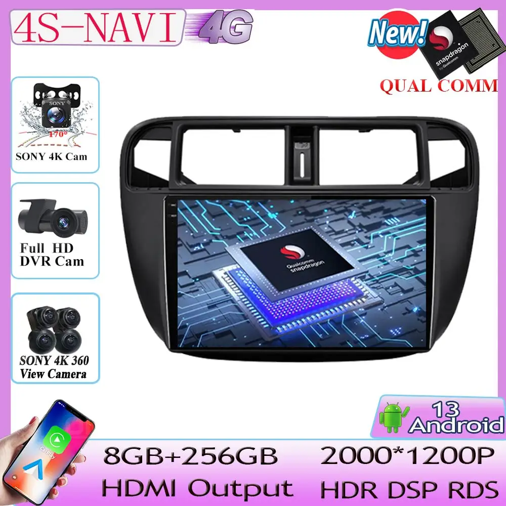 

Головное устройство Qualcomm Android 13 для Honda Civic EJ EK EM 1995-2001, автомобильное радио, мультимедийный плеер, GPS-навигация, No 2din dvd