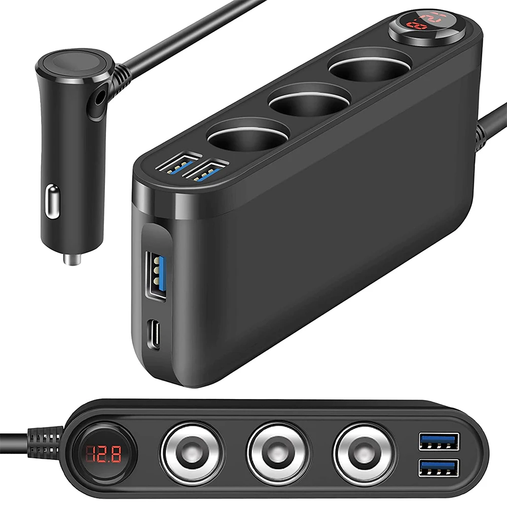

Car Cigarette Lighter Adapter Splitter QC3.0 USB Car Charger Fast Cigarette Lighter Socket 4Port Voltmeter Auto Accessories