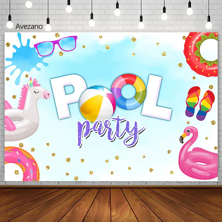 

Avezano летняя фотография Фон воды тапочки плавать мяч детский бассейн Вечеринка Фотостудия