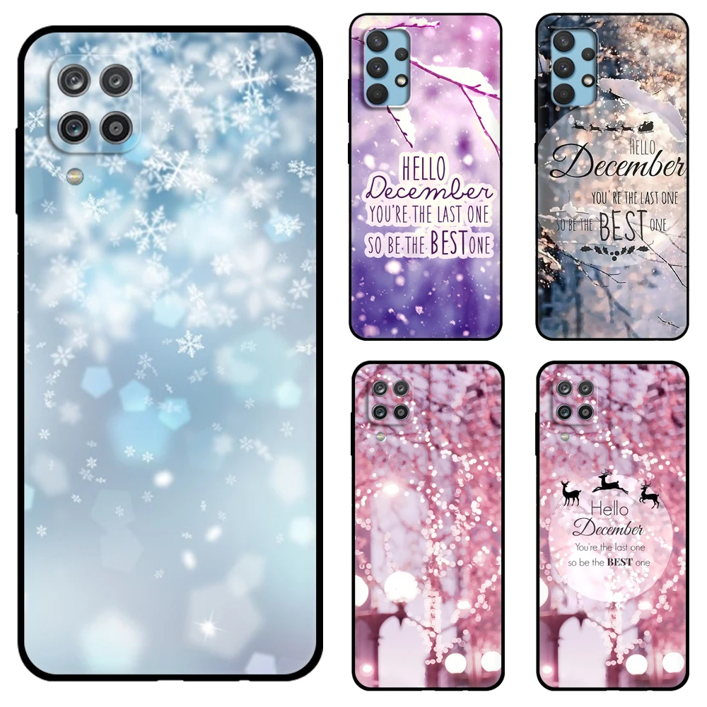 

Black tpu Case Christmas hello december For Samsung galaxy M53 M13 M62 A12 A22 A22S A32 A42 A52 A52S A72 4g 5g A20S
