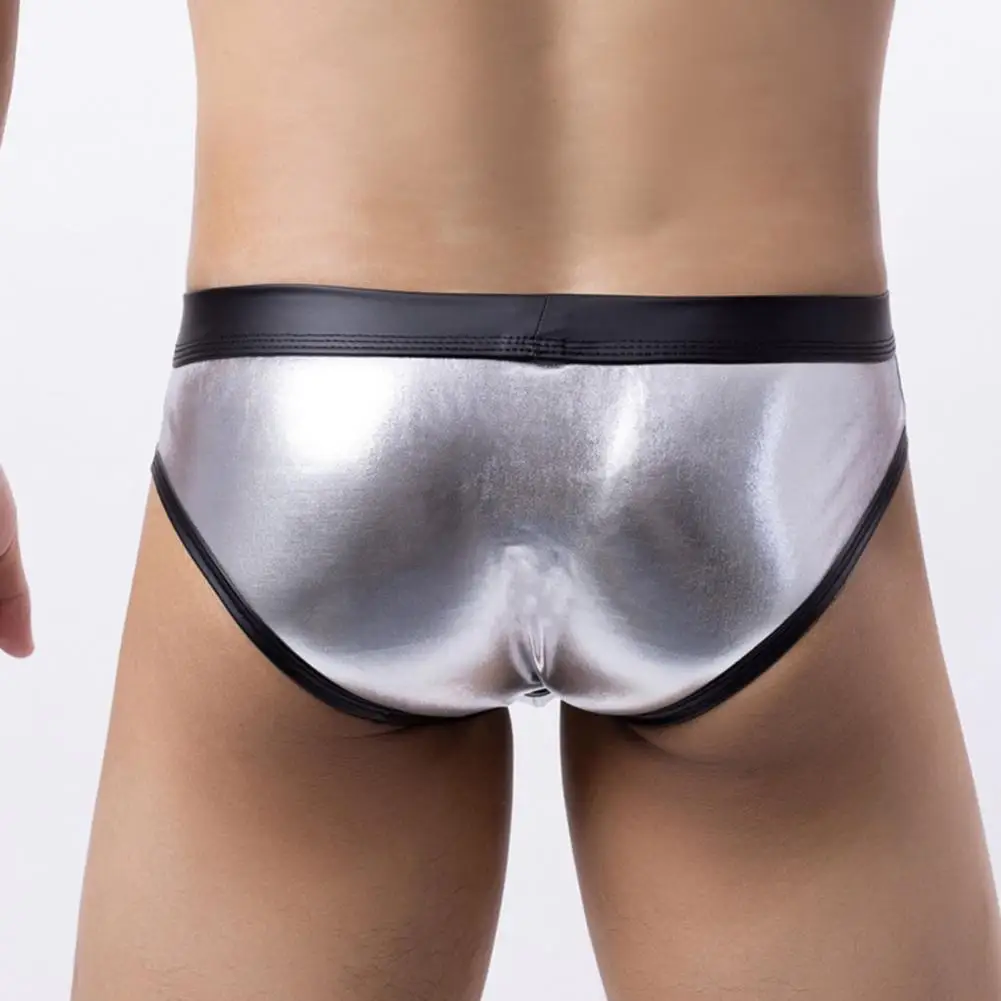 

Underwear Men Sexy Bikini Briefs Patchwork Color Front Hollow Low-rise Panties U-convex Design Breathable Underpants