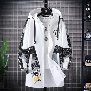 Fashion Trench Coat Man Long Men's Coat Spring Autumn Loose Handsome Men's New Teenage Jacket Windproof Dropshipping 1