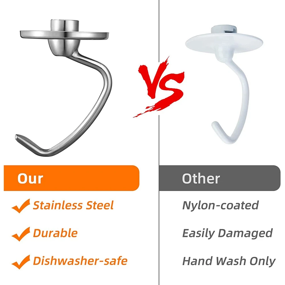 

Крючок для теста из нержавеющей стали для кухни 4,5-5 кварт, с наклонной головкой, сменные детали, крючки для хлеба