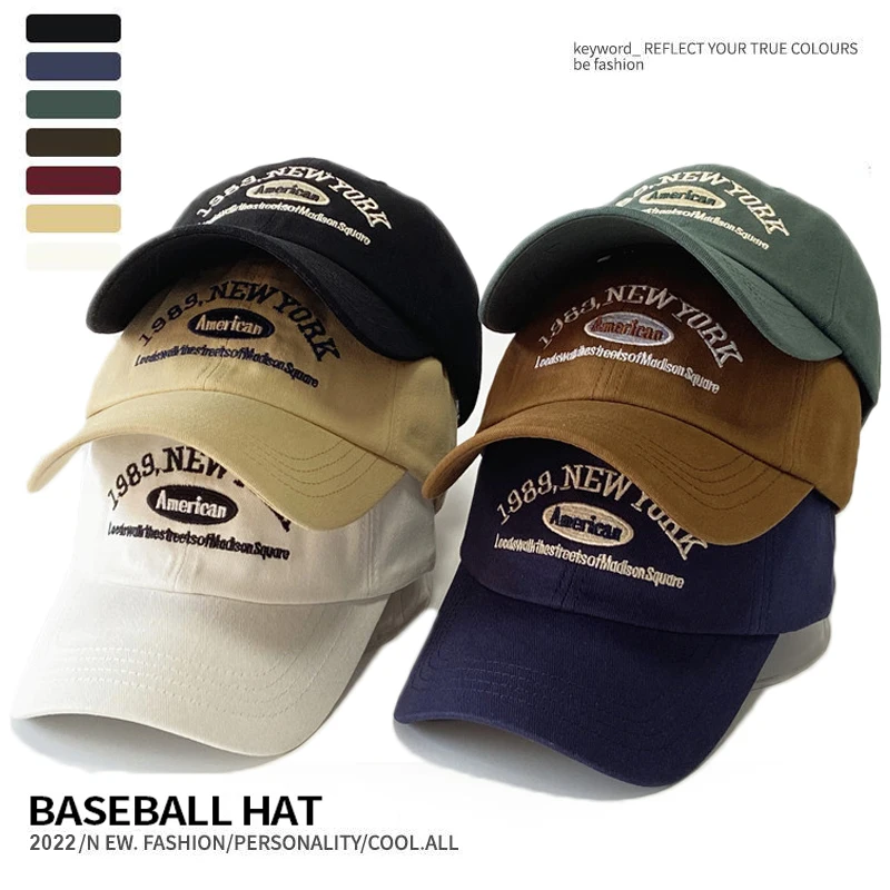 

New Men Women Cotton Baseball Caps Adjustable Embroidered 1989 New York American Peaked Hats Unisex Casual Sun Hat Snapback Cap