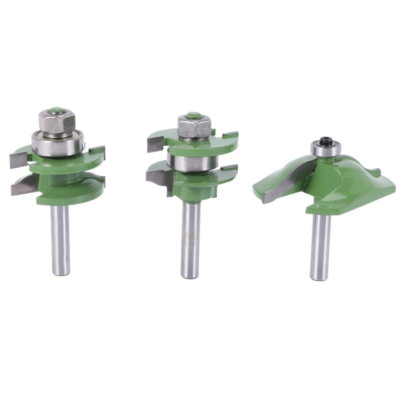 

8Mm Shank 3Pcs Door Panel Cabinet Tenon Router Bit Cabinet Rail & Stile Set Panel Raiser Ogee Milling Cutter For Wood Mc02033