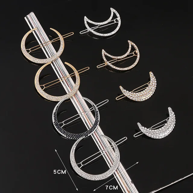 2022 New Pearl Geometric Hairgrips Alloy Moon Hairpin Rhinestone Hair Clips For Girls Crystal Barrettes Women Hair Accessories 2