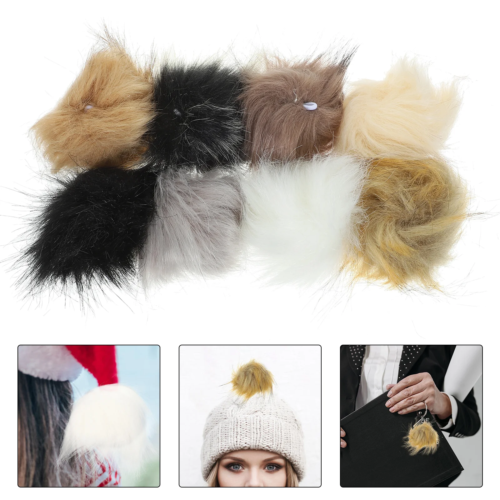 

16pcs Faux Fur Plush Pompom DIY Costume Hat Shoes Scarf Pompom Keyring Pompom Charm