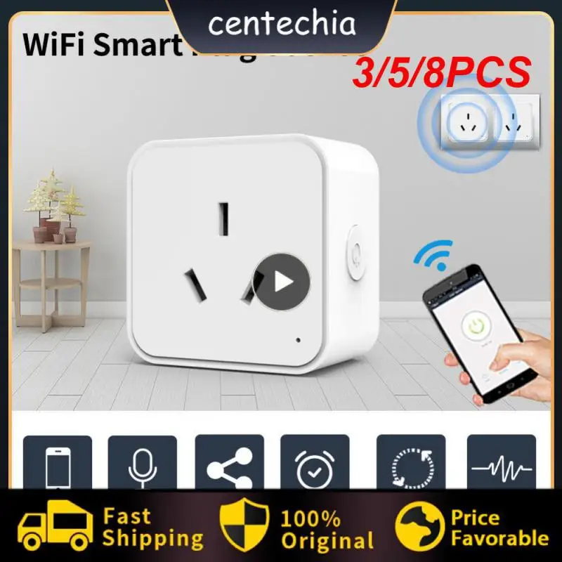 

3/5/8PCS Au Wifi Smart Plug Work With Alexa Google Home Power Outlet For Tuya Smart Life App Timing Function Mini Socket