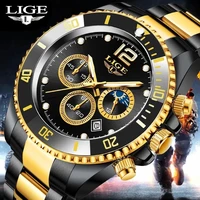 lige watches mens brand luxury clock casual stainless steel moon phase men watch sport waterproof quartz chronograph wristwatch