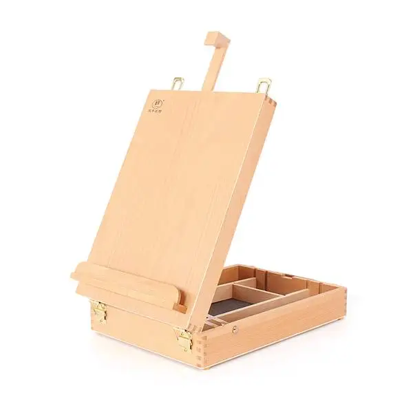 

Foldable Artist Easel Stand Portable Beech Sketch Box with Easel Wood Color
