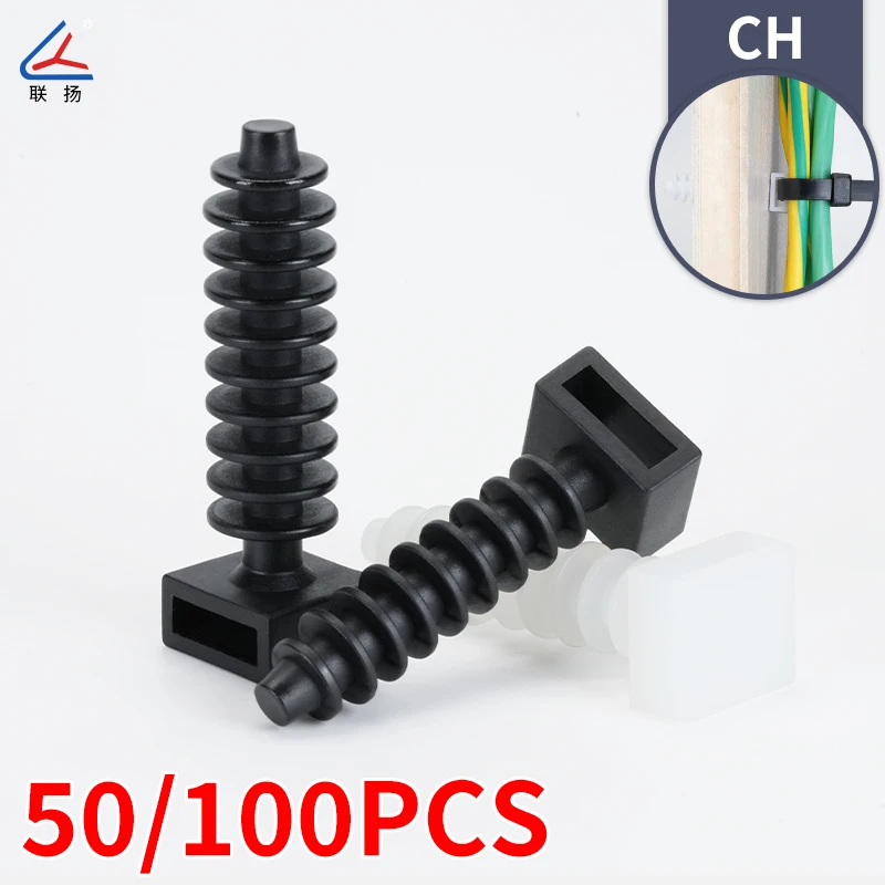 

50/100 шт. креплений-фиксаторов для кабельных стяжек в форме ели, нейлоновые держатели для кабельных стяжек, автомобильные крепления для жгутов проводов на шасси автомобиля