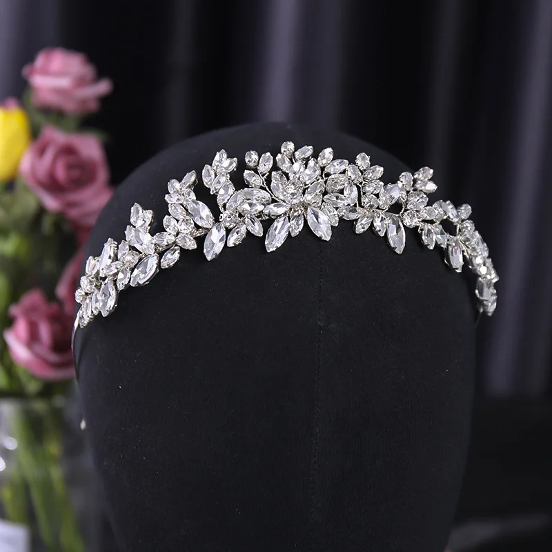 

Floralbride Handmade Rhinestones Crystal Pearls Flower Bridal Tiara Headband Bridal Hair Vine Women Jewelry Hair Accessories
