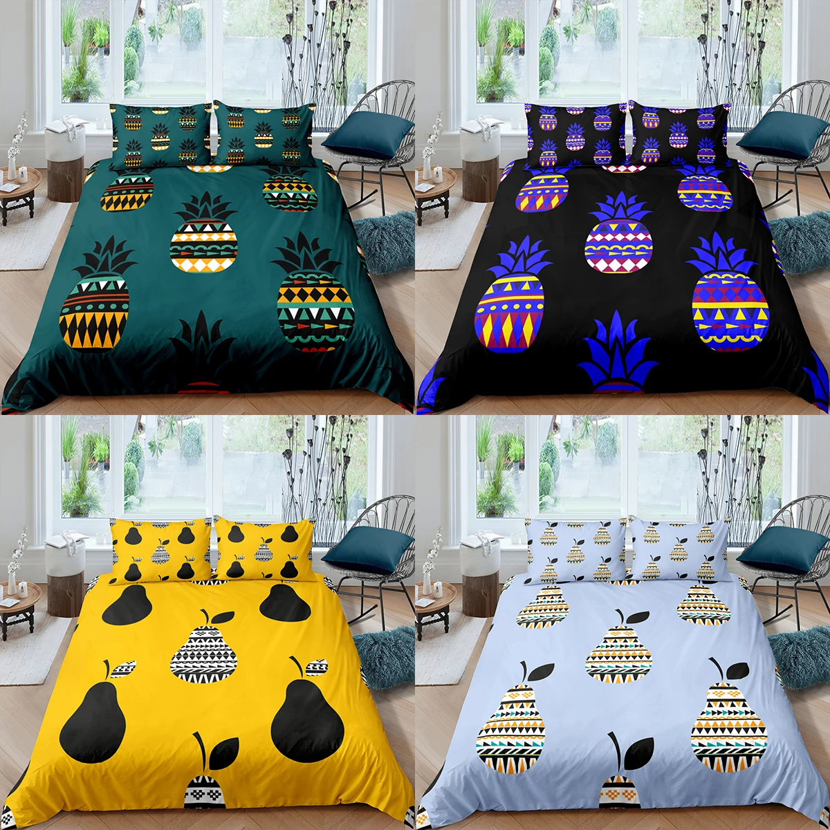 

Home Textiles Luxury 3D Pineapple Duvet Cover Set Pillowcase Pear Bedding Set Queen and King Size Comforter Bedding Set