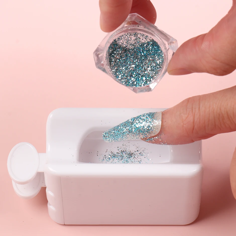 

Glitter Sequins Nail Recycling Box Double Layer Rhinestones Powder Storage Case Portable Manicure Container Tool Accessory JIS40
