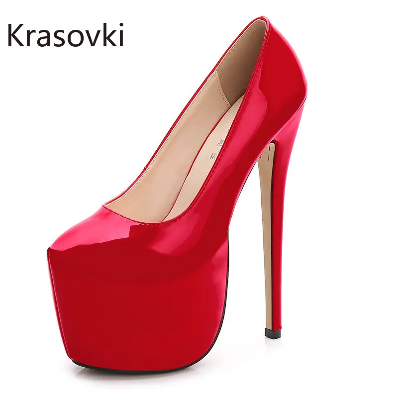 

Krasovki 18cm PU Synthetic Luxury Big Size Lady Women Slip on Sandals Platform Wedge Sexy Elegance Dancing Summer Fashion Shoes