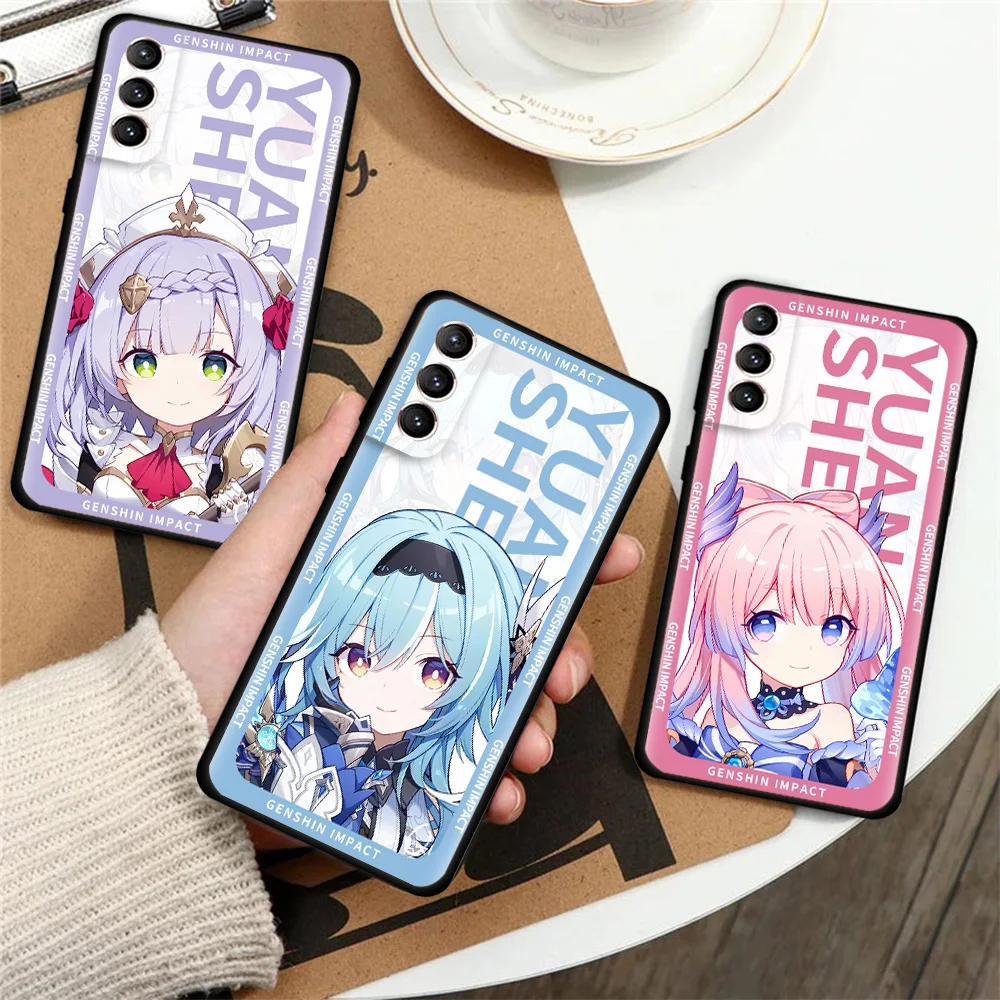 

Genshin Impact Fischer Black Bumper Case For Samsung Galaxy S22 S23 S20 FE S21 Ultra S10 S9 Plus S8 S10e S7 Phone Cover