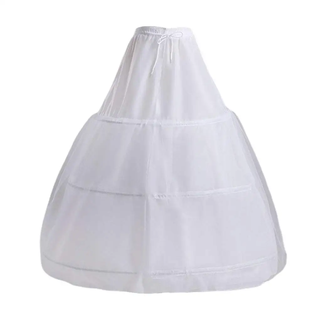 

Bridal Wedding Dress Skirt Lined 3-rings 1-layer Gauze Skirt Lining Elastic Drawstring Belt Adjustable Long Slip Petticoat