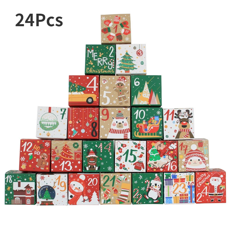 

24 шт. коробка с сюрпризом с обратным отсчётом для рождества коробка для конфет рождественское печенье конфеты закуска подарочная упаковка ...