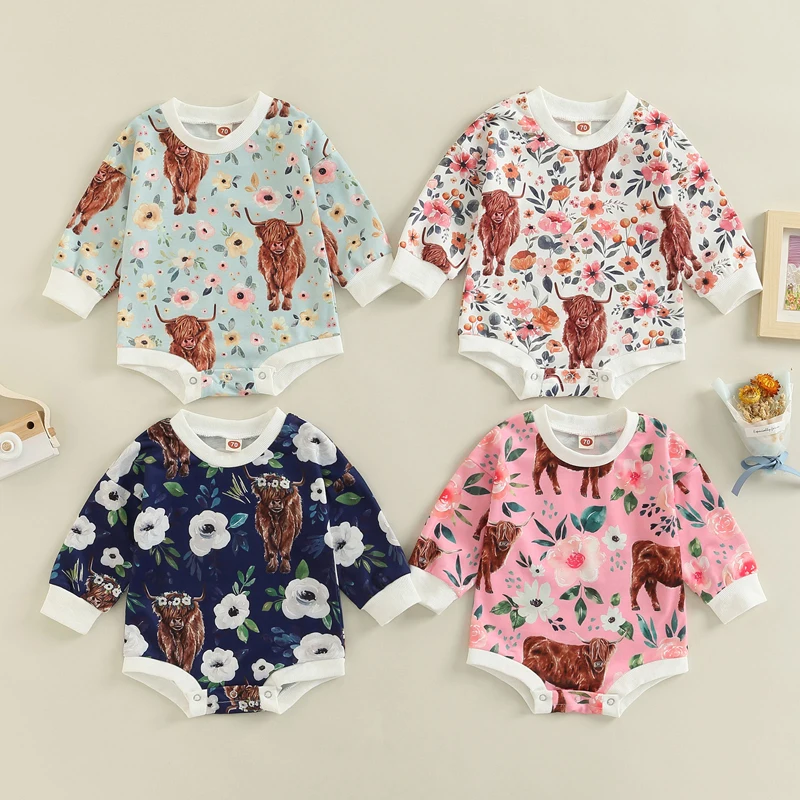 

Baby Girls Boys Thanksgiving Romper Letter Turkey Pumpkin Sunflower Leaves Print Round Neck Long Sleeve Jumpsuits