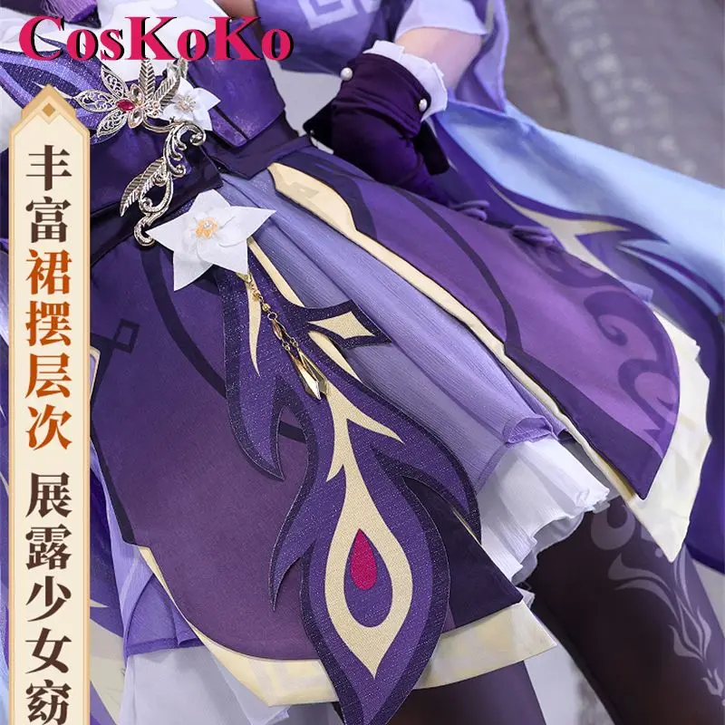 CosKoKo Keqing Косплей Аниме Игра Genshin Impact Костюм Милая Великолепная Униформа Платье