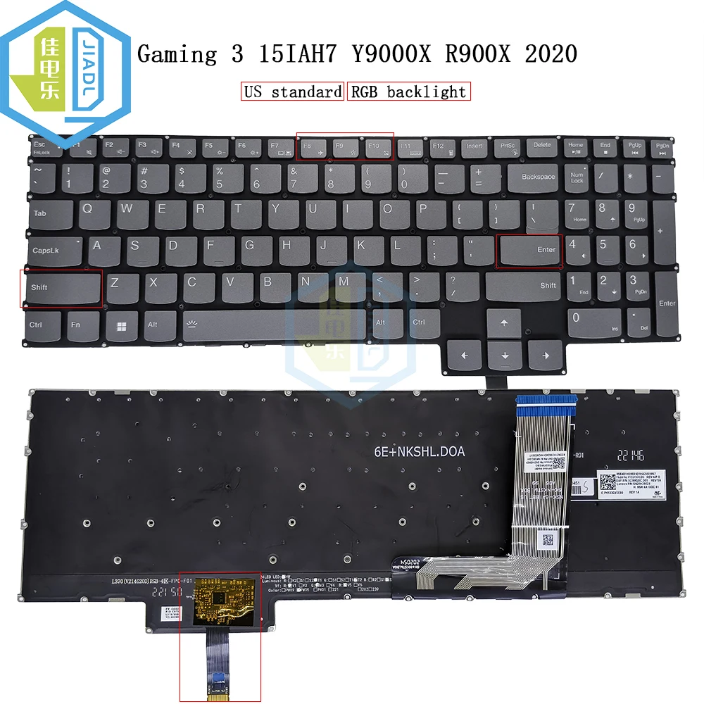 

RGB Backlit Keyboard English US For Lenovo Ideapad Gaming 3-15IAH7 Y9000X R900X 2020 Backlight Keyboards New PT5SYXRGBG PT5SYXBG