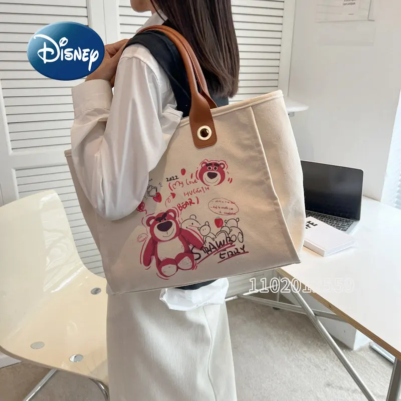 Disney Strawberry Bear 2022 New Handbag Cartoon Women's Bag Fashion Trend Women's Handbag Large Capacity Travel Storage Bag