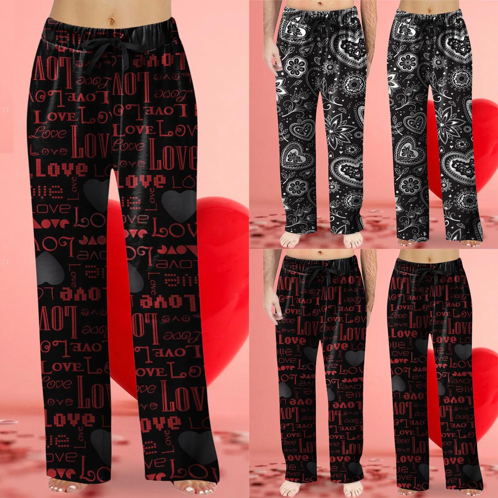 

Women's Spring Fashion Casual Plaid Lace Cotton Pajamas Home Pants Trousers Sweatpants Comfort Homewear Pantalones Mujer