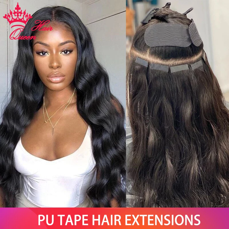 

Tape In Human Hair Extensions Body Wave Black Women Weft Hair Extension Invisible Brazilian Bulk Virgin Hair Microlink Tape Ins