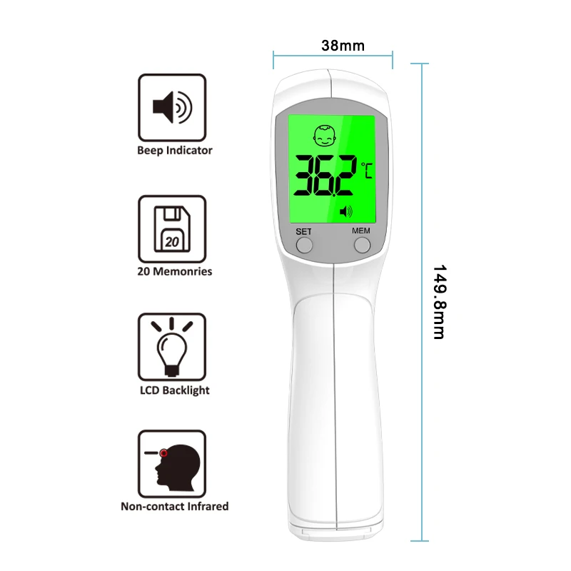 

Компактный портативный бесконтактный термометр для лба, медицинский цифровой инфракрасный термометр для измерения быстрой температуры