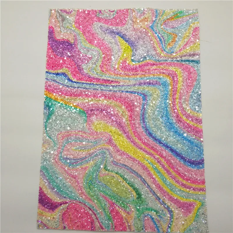 Радужная розовая блестящая кожа искусственная с цветочным принтом из