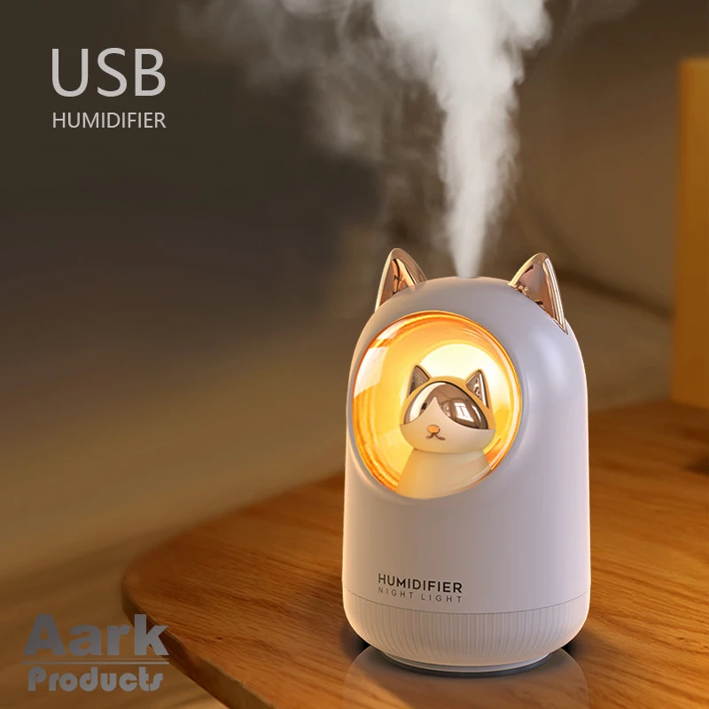 Usb Space Capsule Cute Cat Humidifier Night Light Fir Kids Dry Battery Rechargeable Lamp Bedroom Decoration Christmas Gift Light