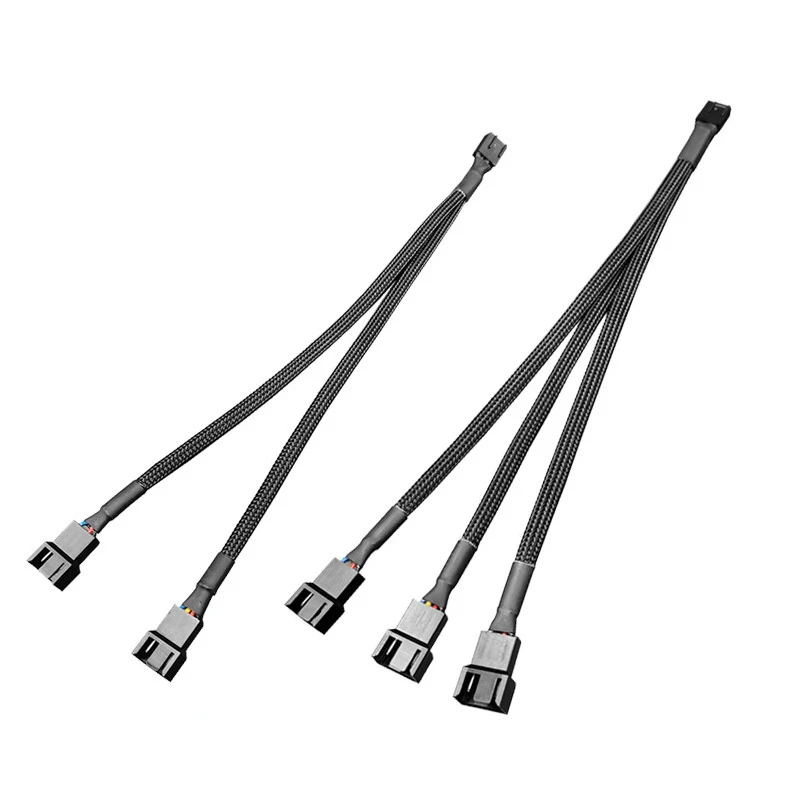 

1PC PWM PC Fan Splitter 1 to 2/3 4pin/3pin Sleeved Adapter Cable Motherboard CPU Fan PC Case Fan Extension Adapter Cable