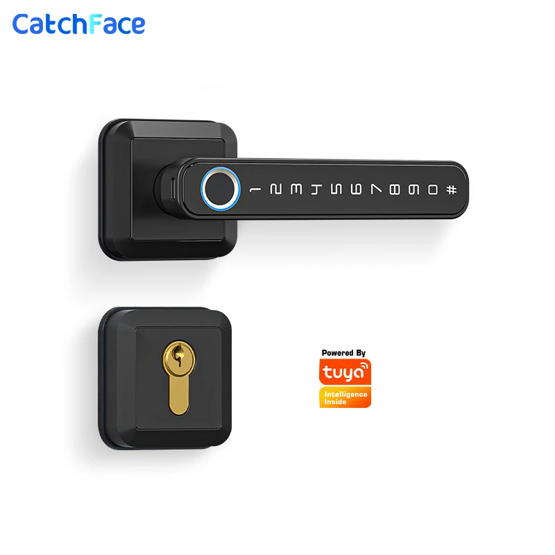 

Tuya Fingerprint Digital Biometric Lock Wireless Bluetooth Password Smart Keyless Electronic Handle Door Lock Mortise Latch