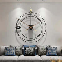 simple iron wall clock round black fashion atmospheric wall watch living room home modern dining room decorative mute clock