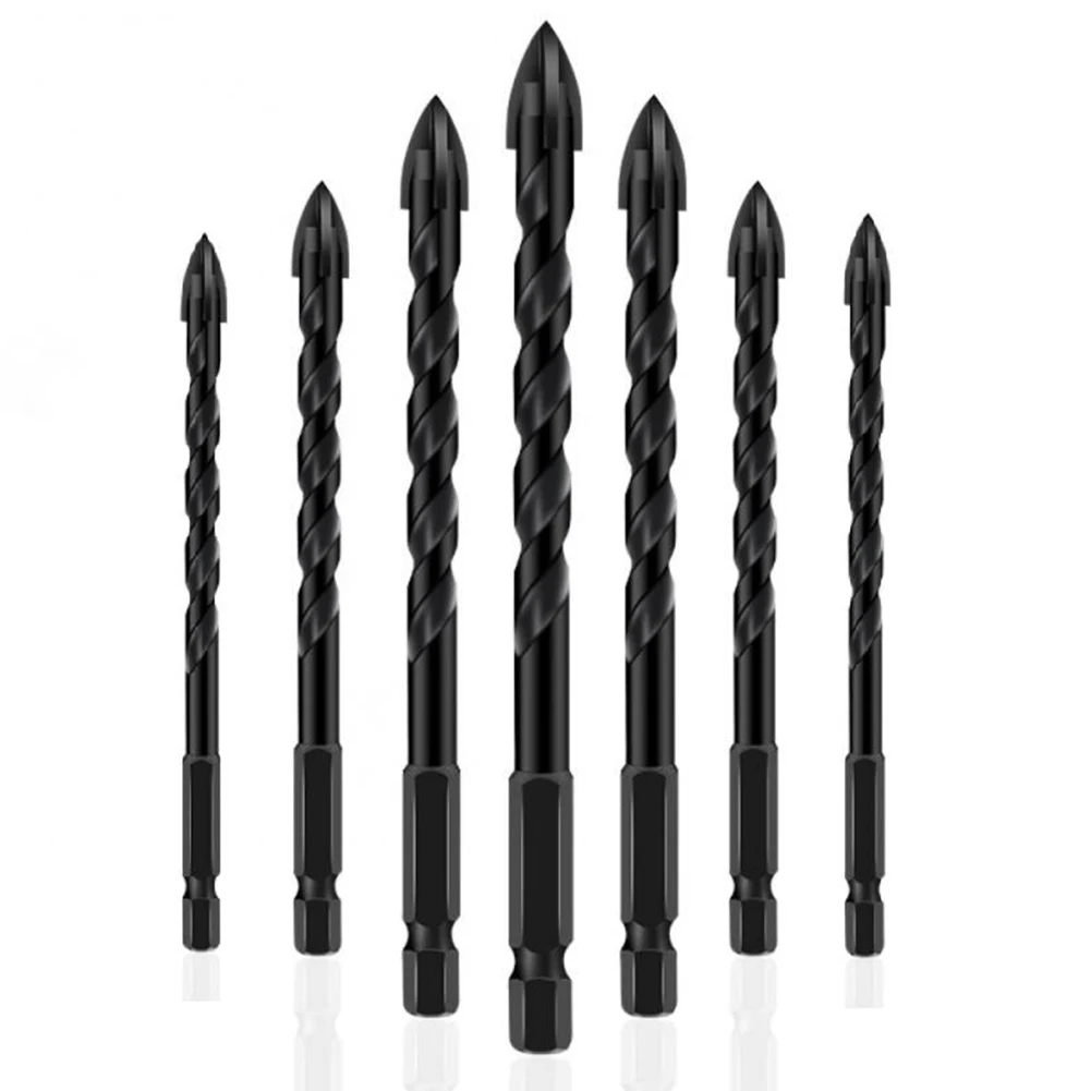 

3-12mm Drill Bits Set Glass Ceramic Concrete Hole Opener Brick Carbide Hexagonal Cross Four Blades Twist Drill Bits Woodworking