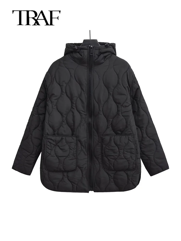 

Пальто женское хлопковое с карманами и длинным рукавом, на молнии