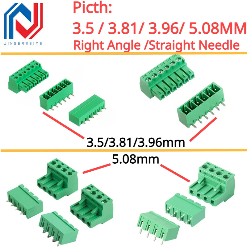 

5Pair 15EDG KF2EDG 3.5mm 3.81mm 3.96mm 5.08mm PCB Screw Terminal Block 2-12Pin Male Plug Female Socket Pin Header Wire Connector
