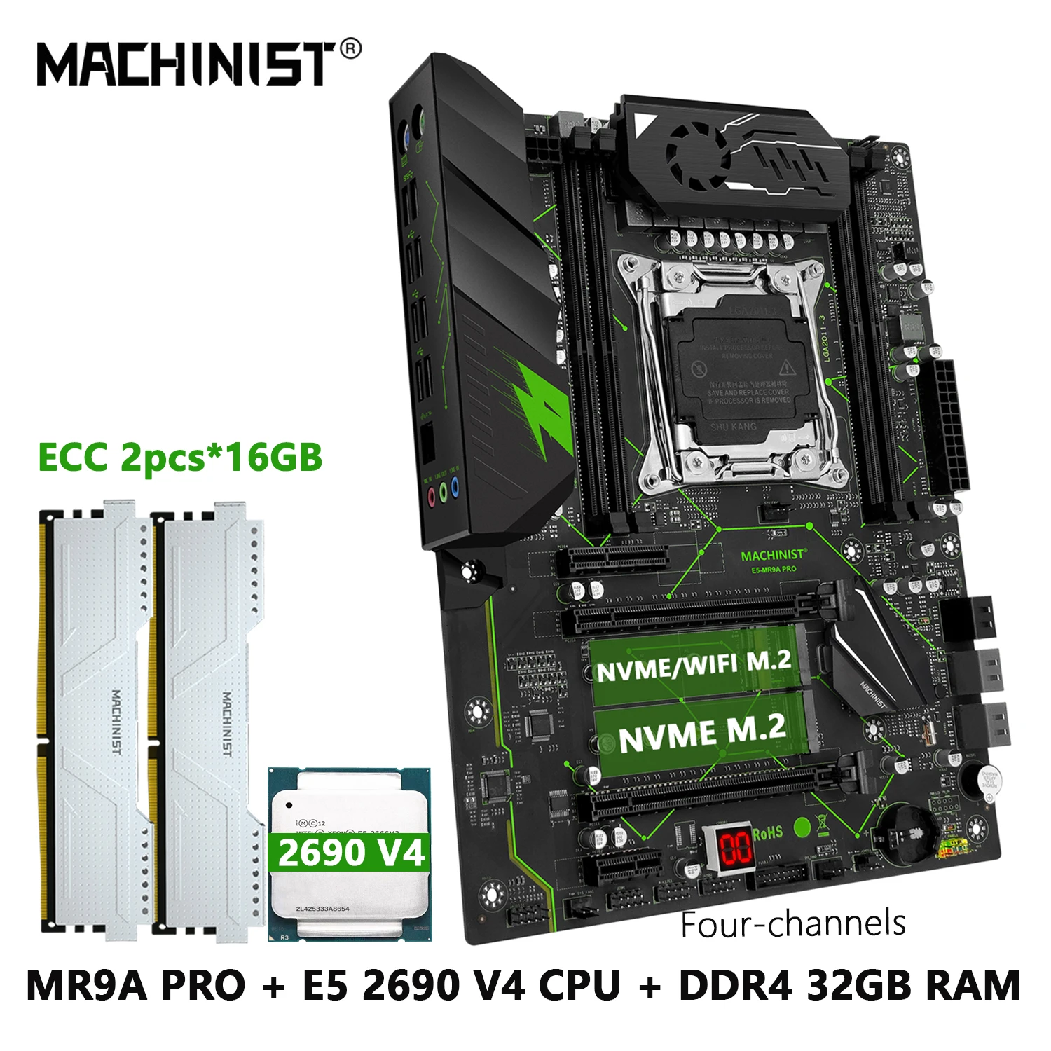 

MACHINIST X99 LGA 2011-3 комплект материнской платы Xeon E5 2690 V4 ЦП процессор DDR4 ОЗУ 2*16 Гб Память NVME M.2 USB3.0 ATX MR9A PRO